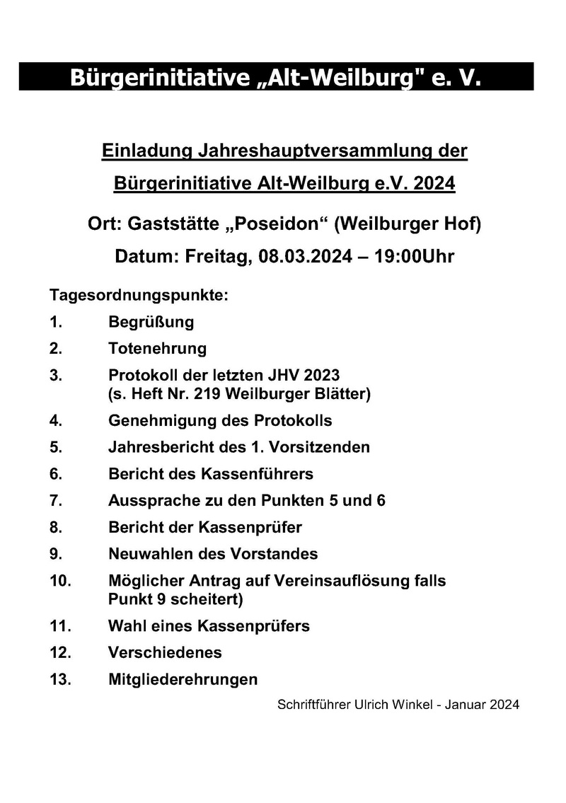 Einladung JHV 2024